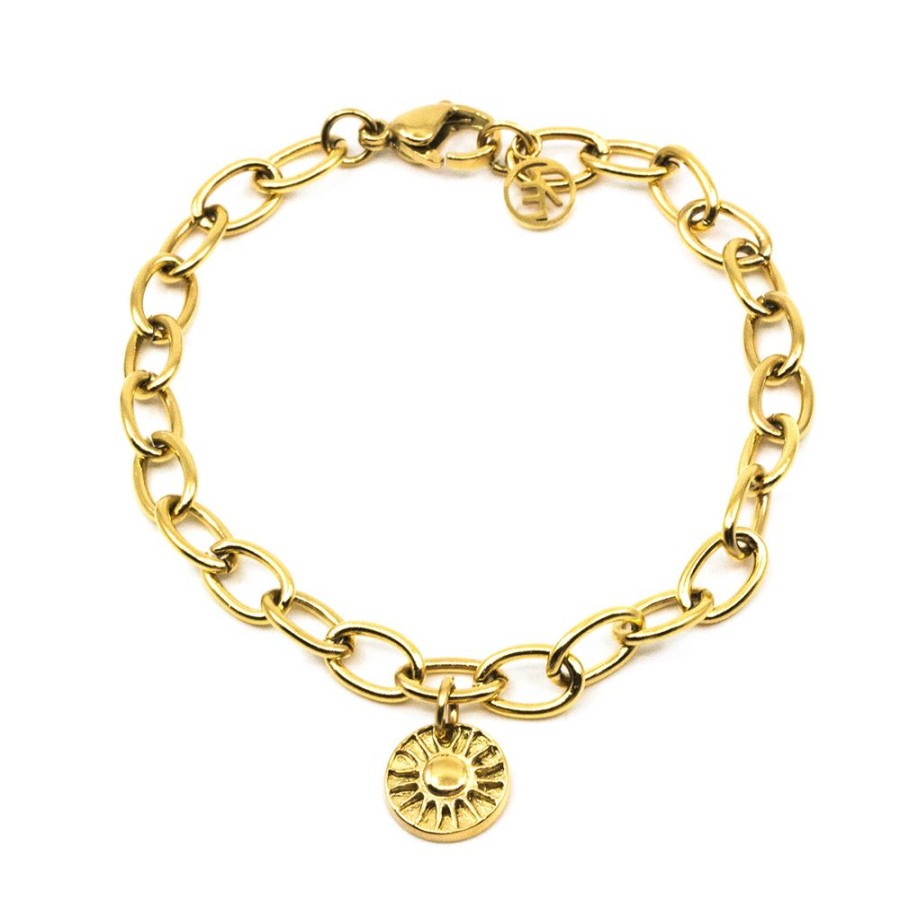 Armband SEVEN EAST | Seven/East – Sun Amulet Armband, Guld