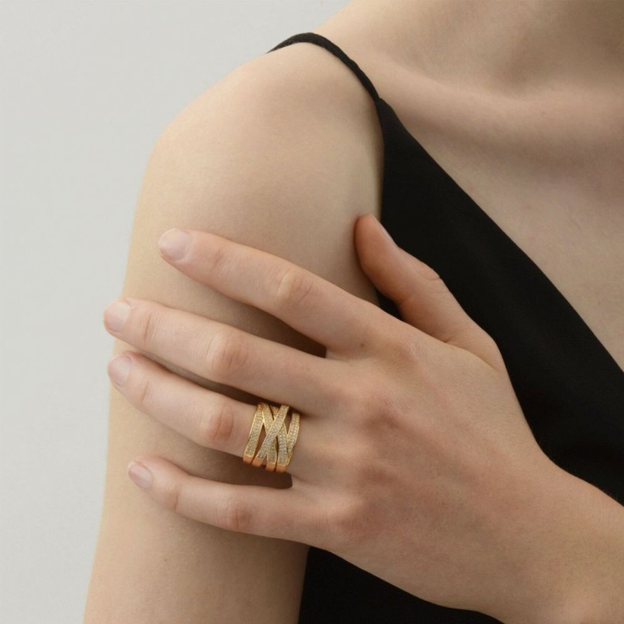 Ringar Dansk Copenhagen | Dansk Copenhagen – Shimmer Cubic Ring, Guld