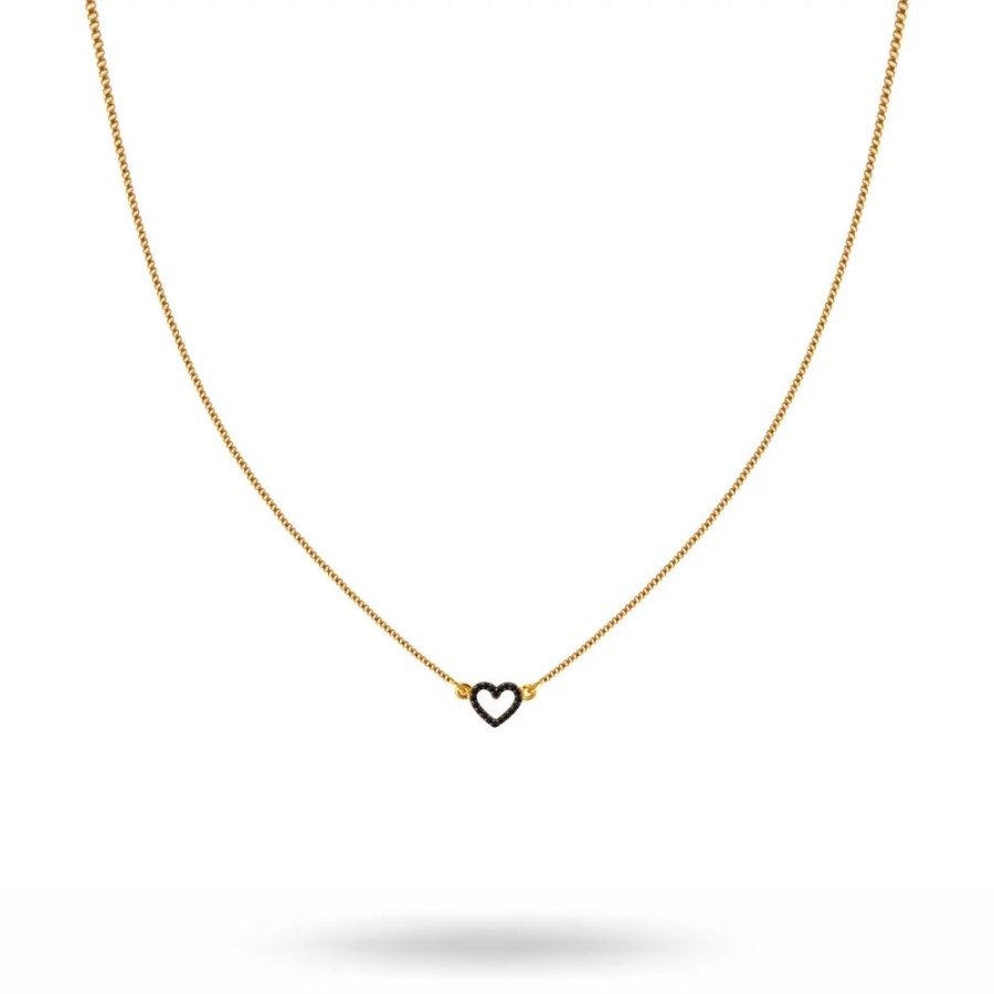 Halsband Syster P Smycken | Syster P – Snap Heart Halsband, Svart/Guld