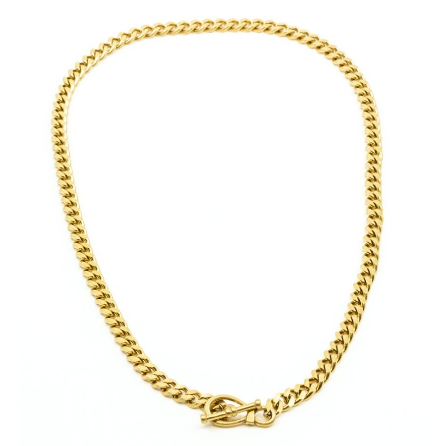 Halsband SEVEN EAST | Seven East – Big Flat Chain Halsband, Guld