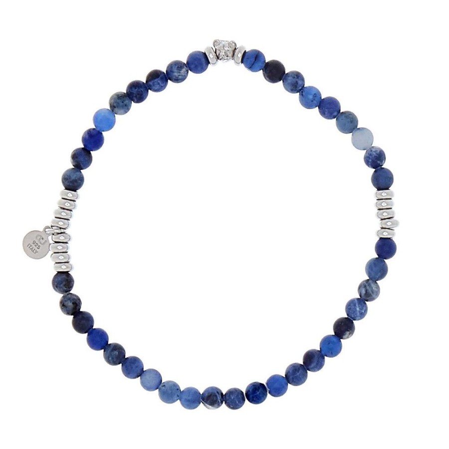 Herrsmycken CU Man | Cu Man – Bear Elastic Armband, Blue/Silver