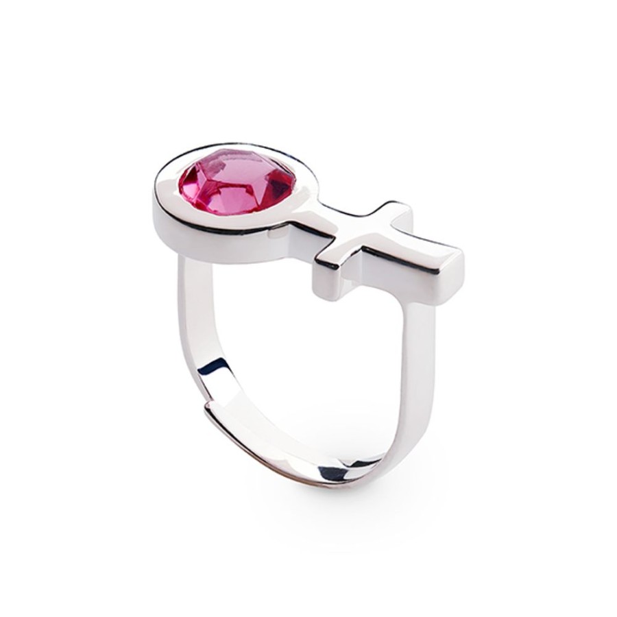 Festsmycken Sägen Smycken | Sagen – Future Is Female Ring, Fucsia/Silver