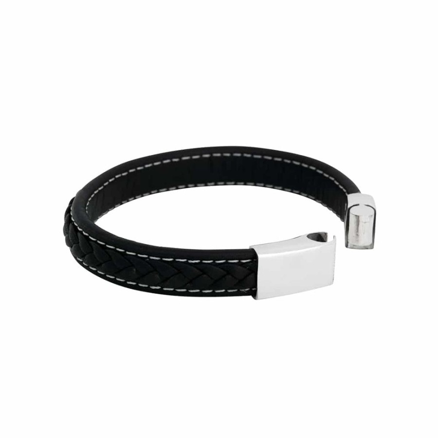 Herrsmycken By Billgren | By Billgren – Flatat Laderarmband, Svart