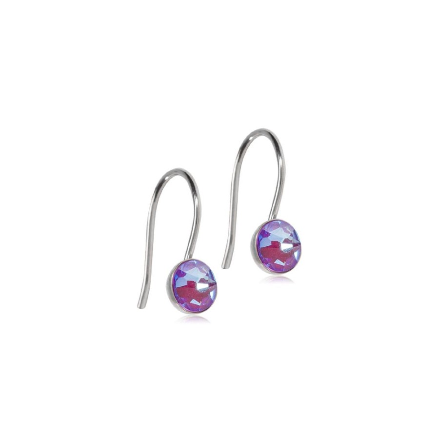 Barnsmycken Blomdahl Medical | Blomdahl – Nt Pendant Bezel 5 Mm, Shiny Violet Orhangen, Silver