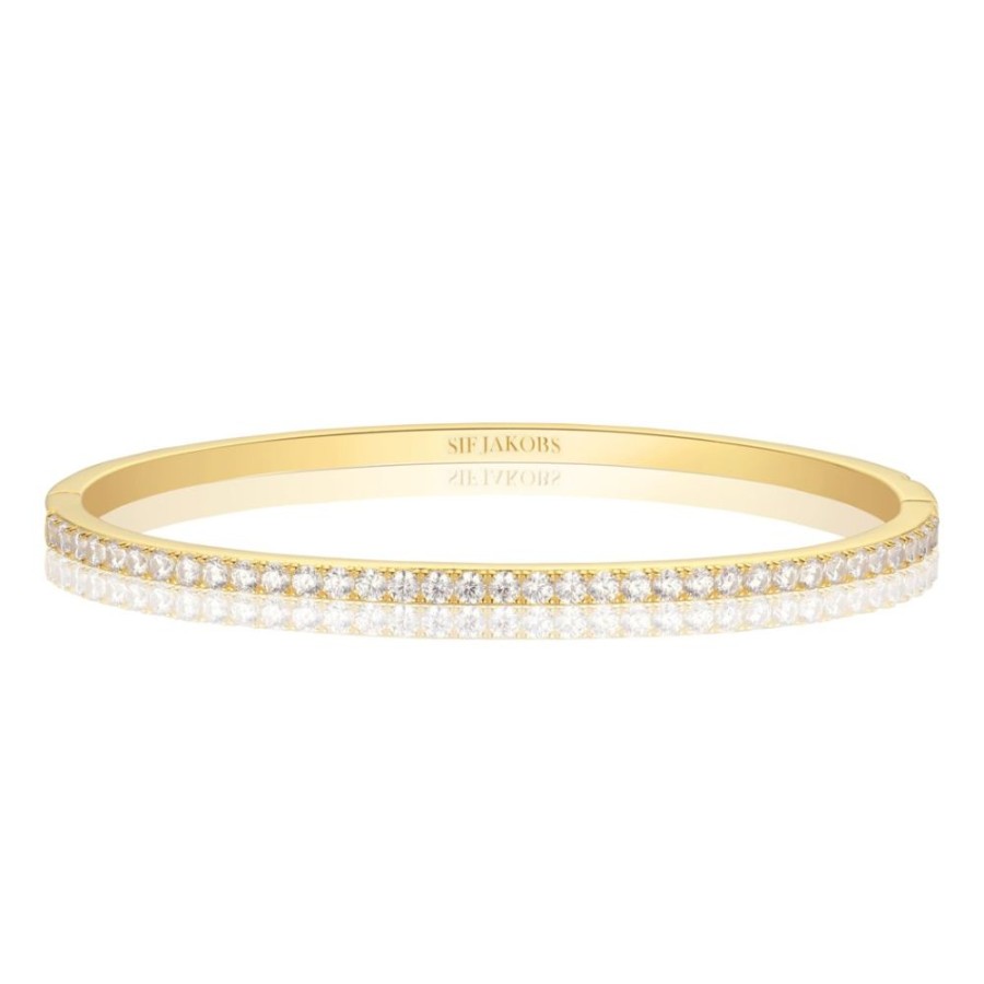 Armband SIF JAKOBS | Ellisse Bangle | Guld | Vita Zirkoner