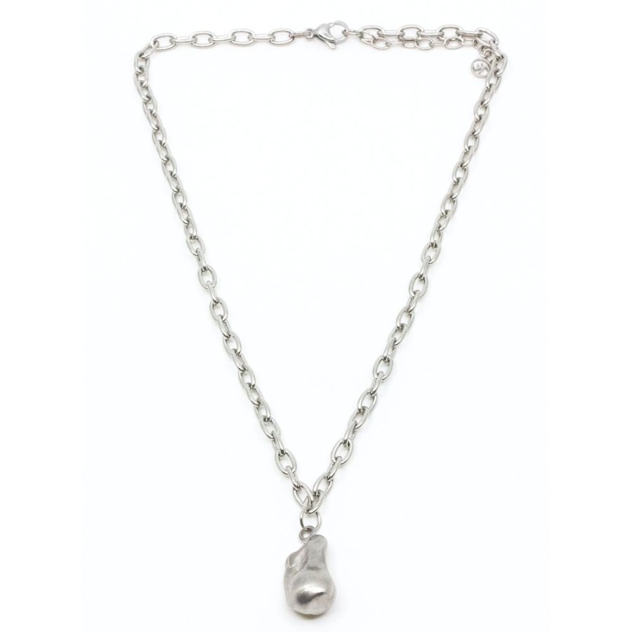 Halsband SEVEN EAST | Seven East – Chunky Pearl Halsband 45 Cm, Stal