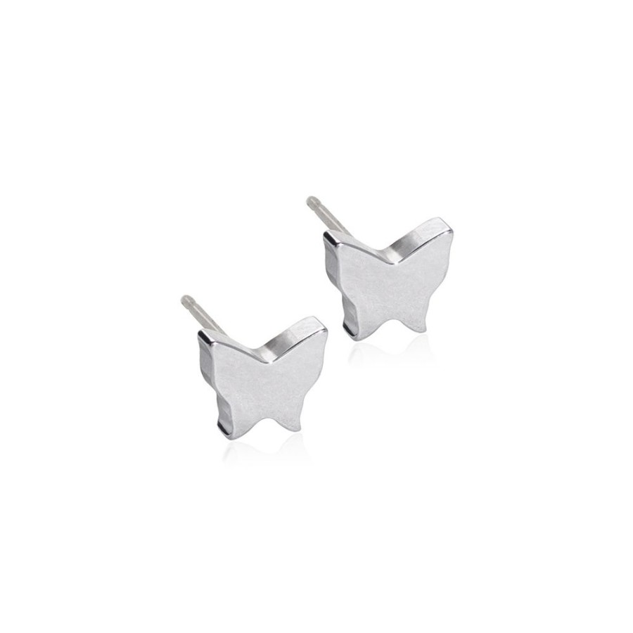 Barnsmycken Blomdahl Medical | Blomdahl – St Butterfly 8 Mm Orhangen, Silver