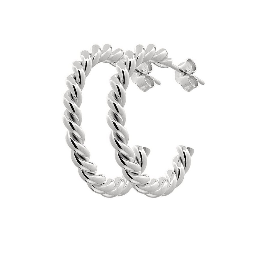 Orhangen CU Jewellery | Cu Jewellery – Two Twinned Hoop Orhangen, Silver