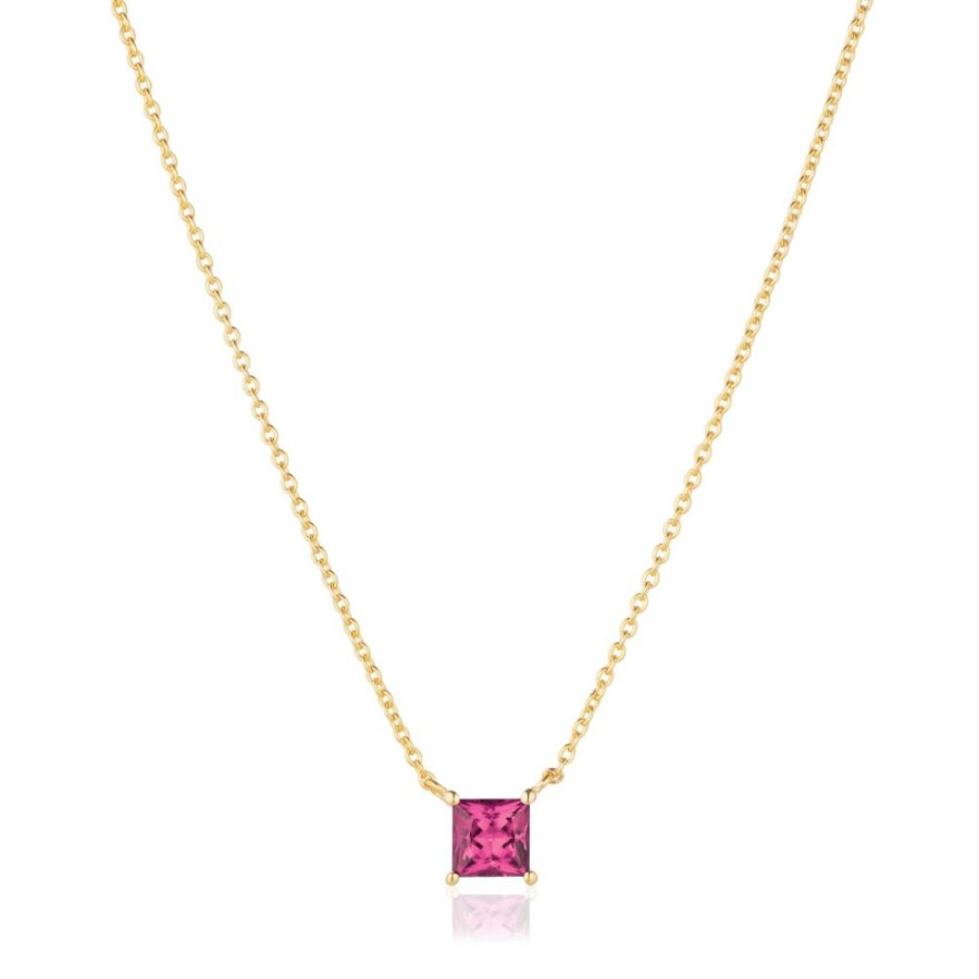 Halsband SIF JAKOBS | Ellera Quadrato Halsband | Guld | Rosa Zirkoner