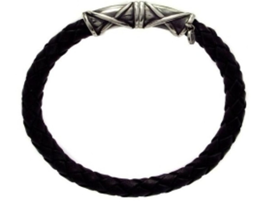 Herrsmycken Lars Wallin Smycken | Lars Wallin – Leather Link Armband, Svart/Silver