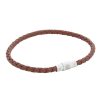 Herrsmycken By Billgren | By Billgren – Tunt Flatat Laderarmband, Cognac/Silver