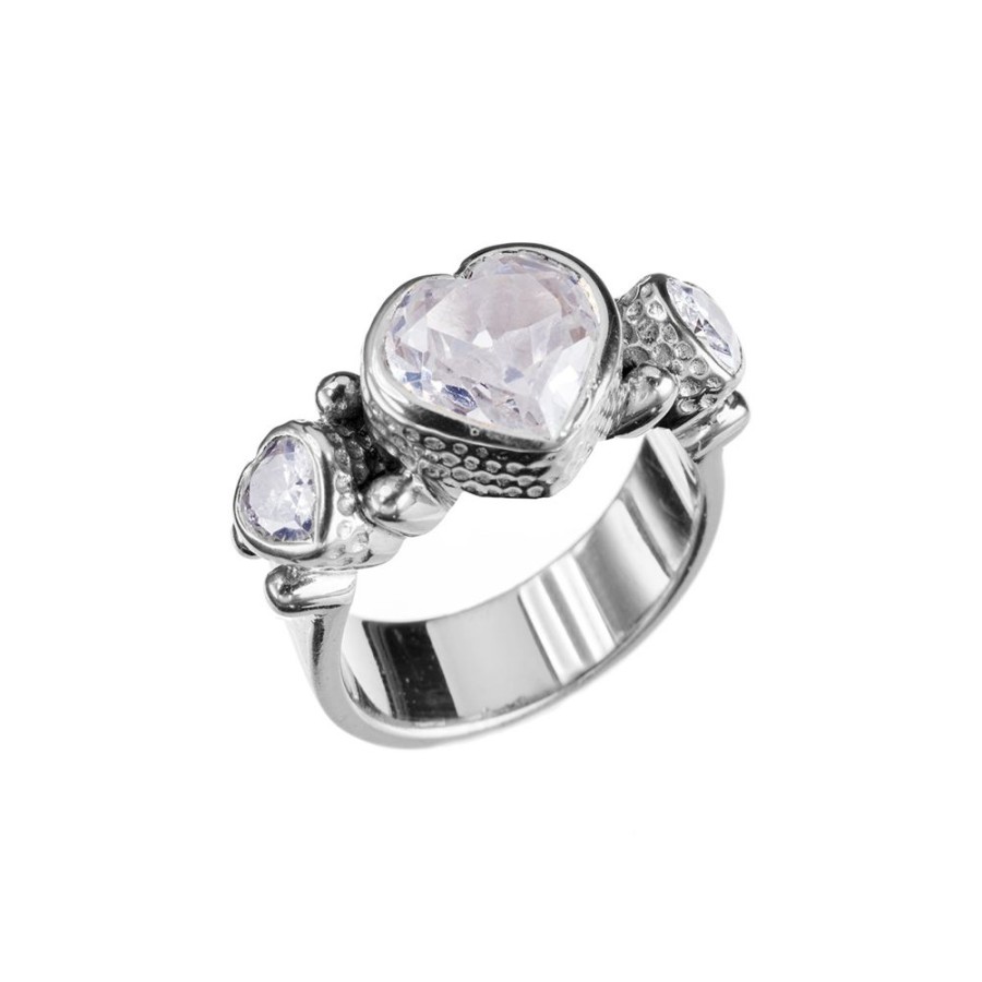 Ringar KumKum | Kumkum – Tipsy Heart Zircon Ring, Silver