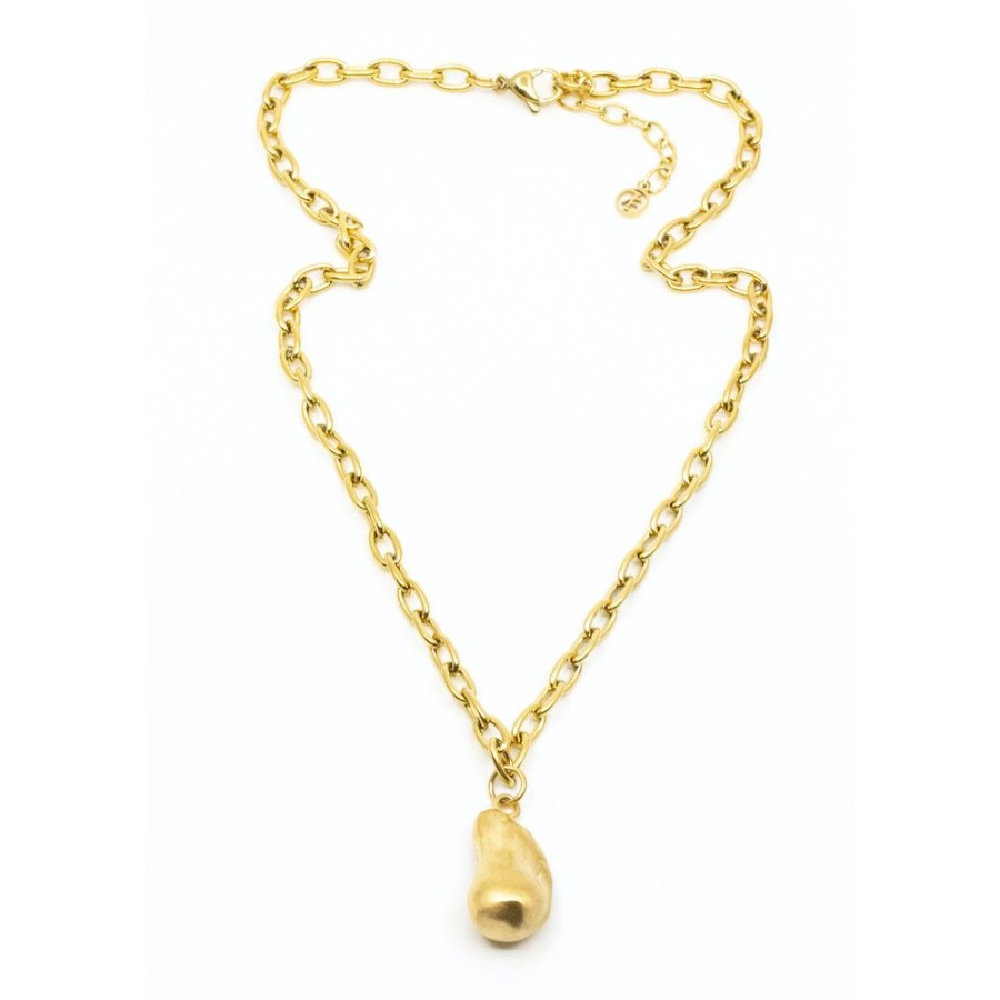 Halsband SEVEN EAST | Seven East – Chunky Pearlhalsband 45 Cm, Guld