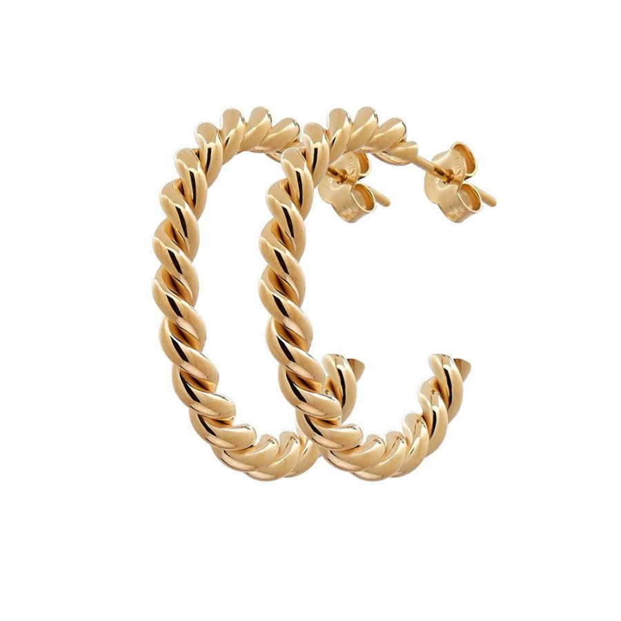 Orhangen CU Jewellery | Cu Jewellery – Two Twinned Hoop Orhangen, Guld