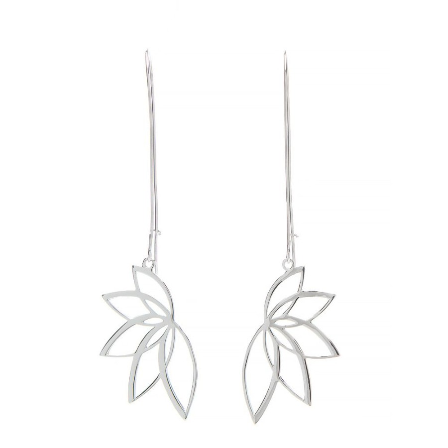 Festsmycken Anna & Deià | Anna & Deia – Lotus Large Orhangen, Silver