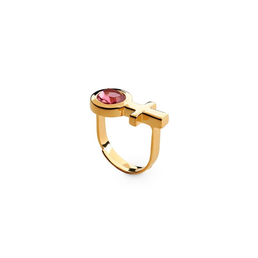 Ringar Sägen Smycken | Sagen – Future Is Female Golden Ring, Fucsia