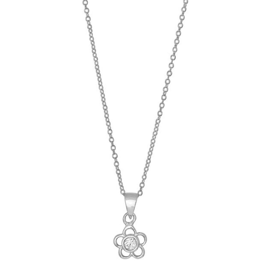 Halsband Noa Kids | Noa Kids – Halsband Med Blomberlock, Rodierat Silver