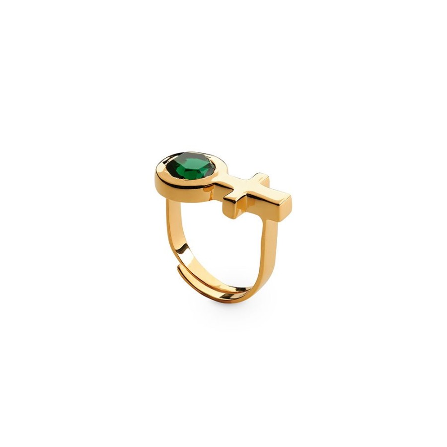 Ringar Sägen Smycken | Sagen – Future Is Female Golden Ring, Jade